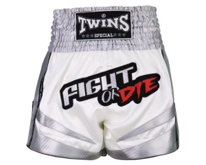 Spodenki tajskie Twins Special TBS "FIGHT OR DIE" white
